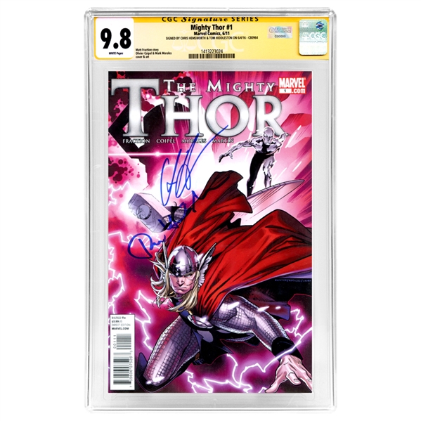 Chris Hemsworth and Tom Hiddleston Autographed Mighty Thor #1 CGC Signature Series 9.8