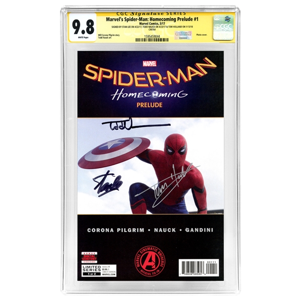 Tom Holland, Stan Lee and Todd Nauck Autographed Marvels Spider-Man: Homecoming Prelude #1 CGC SS 9.8