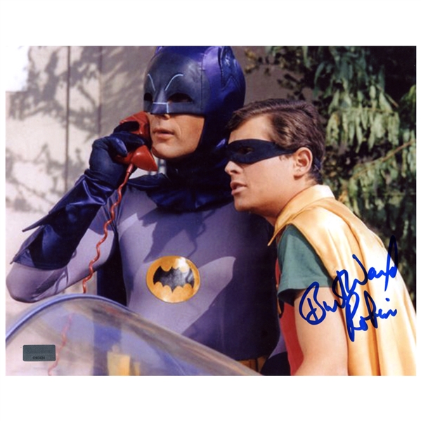 Burt Ward Autographed Batman Batphone 8x10 Photo with Robin Inscription