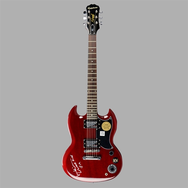 Val Kilmer Autographed The Doors Epiphone SG-Special Electric Cherry Red Guitar with Lizard King - Jim Inscription