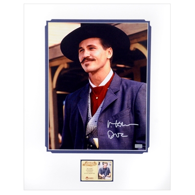 Val Kilmer Autographed Tombstone Doc Holliday 11x14 Matted Photo with Doc Inscription