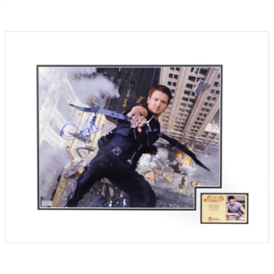 Jeremy Renner Autographed Hawkeye Battle of New York 11x14 Matted Photo