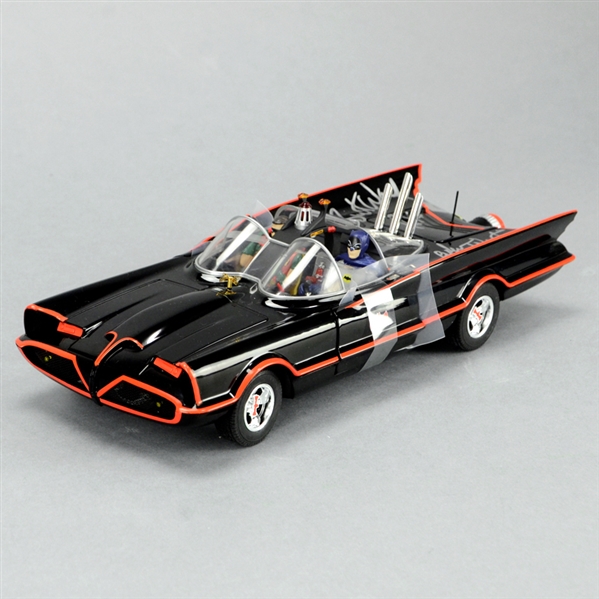 Adam West and Burt Ward Autographed 1:18 Scale Die-Cast Elite Batmobile with Batman and Robin Figures