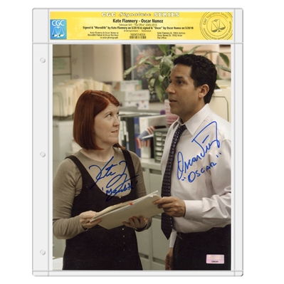 Kate Flannery & Oscar Nunez Autographed The Office Meredith Palmer & Oscar Scene 8x10 Photo * CGC Signature Series