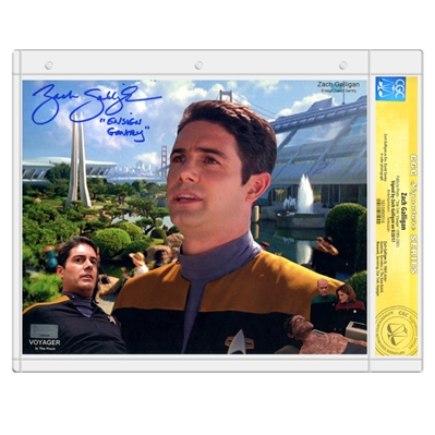 Zach Galligan Autographed Star Trek Voyager Ensign Gentry 8x10 Photo with Ensign Gentry Inscription * CGC Signature Series