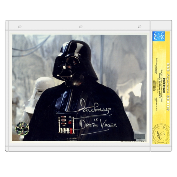 David Prowse Autographed 1980 Star Wars: The Empire Strikes Back Darth Vader 8x10 Invasion of Echo Base Photo with Darth Vader Inscription * CGC Signature Series