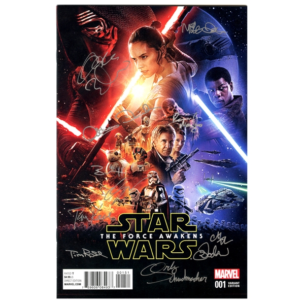 Adam Driver, Gwendoline Christie, Peter Mayhew and Cast Autographed Star Wars: The Force Awakens #1 Comic