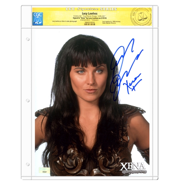 Lucy Lawless Autographed Xena Warrior Princess 8x10 Photo * CGC Signature Series with Xena Inscription
