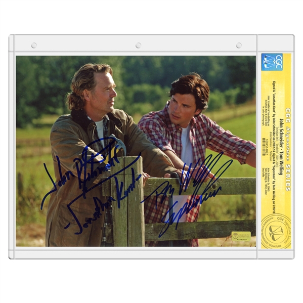Tom Welling and John Schneider Autographed Smallville Jonathan and Clark Kent 8x10 Photo * CGC Signature Series 
