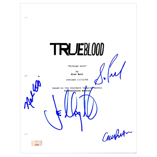 Joe Manganiello, Carrie Preston, Nelsan Ellis and Sam Trammell Autographed True Blood Script Cover