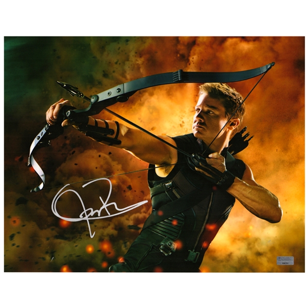 Jeremy Renner Autographed Avengers Hawkeye 11x14 Action Photo