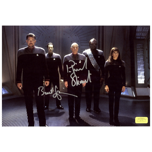 Patrick Stewart and Brent Spiner Autographed Star Trek: The Next Generation 8x12 Nemesis Crew Photo