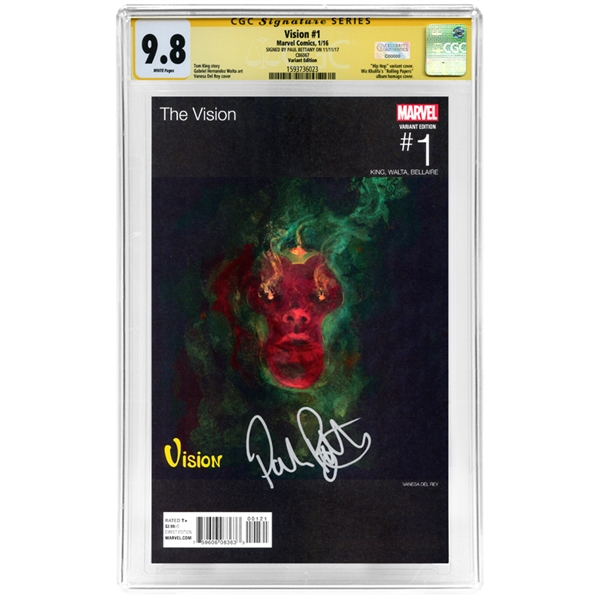 Paul Bettany Autographed 2016 Vision #1 Hip Hop Variant Cover CGC Signature Series 9.8