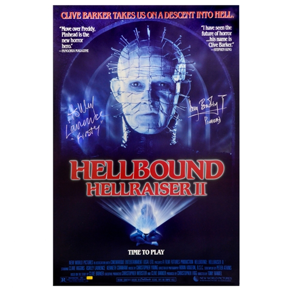 Doug Bradley and Ashley Laurence Autographed 1988 Hellbound: Hellraiser II 27x40 Original Poster