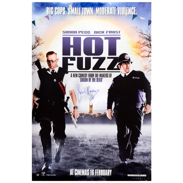 Simon Pegg Autographed 2007 Hot Fuzz Original 27x40 Double-Sided Movie Poster