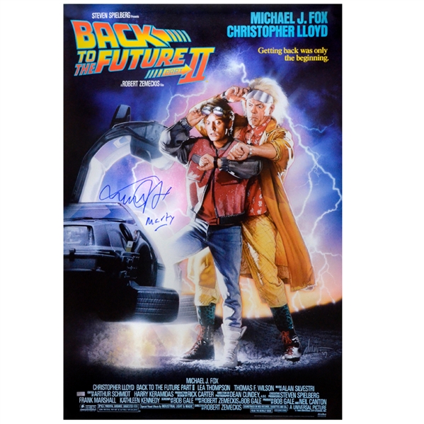 Michael J. Fox Autographed 1989 Back to the Future Part II 27x40 Movie Poster w/ Marty Inscription