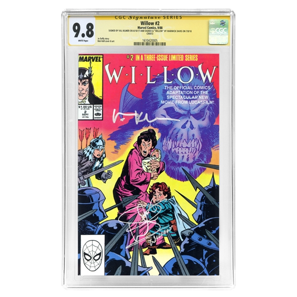 Warwick Davis and Val Kilmer Autographed 1988 Willow #2 CGC Signature Series 9.8