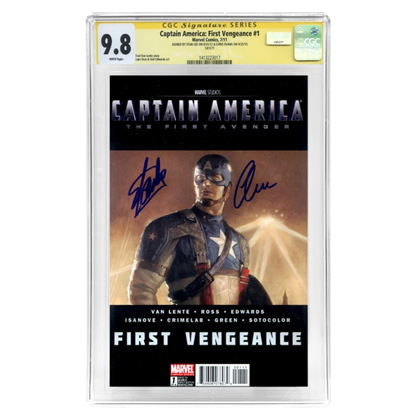 Chris Evans and Stan Lee Autographed 2011 Captain America First Vengeance #1 CGC SS 9.8  