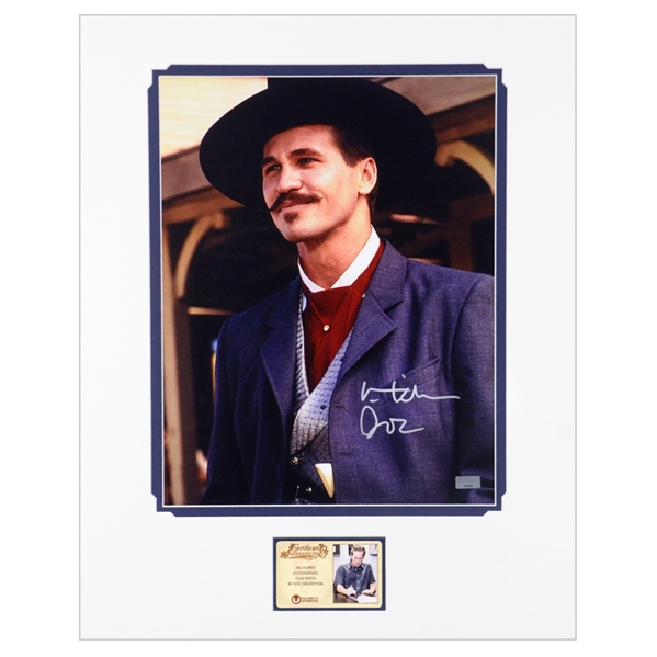 Val Kilmer Autographed Tombstone Doc Holliday 11x14 Matted Photo W/ Doc Inscription