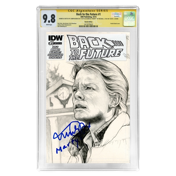 Michael J. Fox Autographed 2015 Back to the Future #1 CGC SS 9.8 with Original Cover Drawing by Corbyn Kern