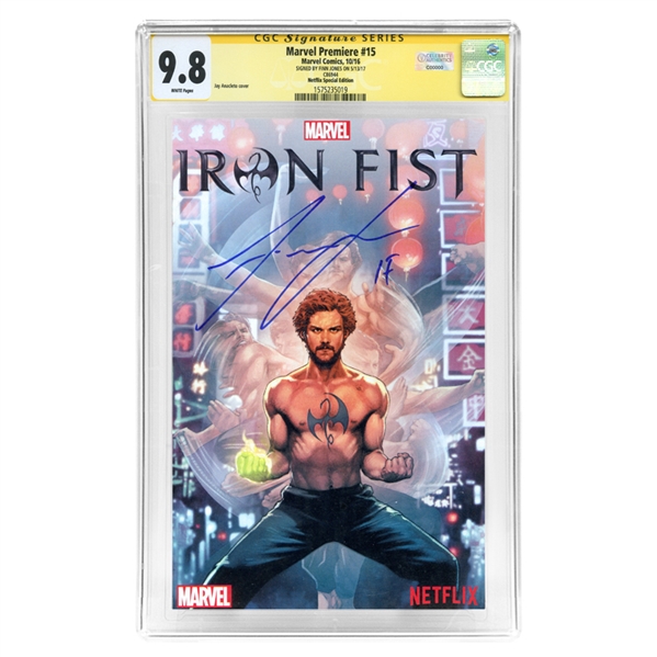   Finn Jones Autographed 2016 Marvel Premiere #15 CGC SS 9.8 Mint Rare Iron Fist Netflix Special Edition Variant Cover