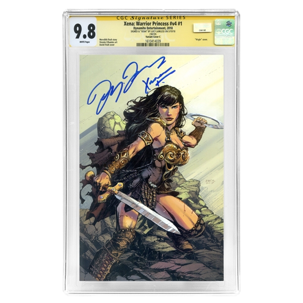  Lucy Lawless Autographed 2018 Xena Warrior Princess #v4 #1 Variant Cover C CGC Signature Series 9.8 with Xena Inscription