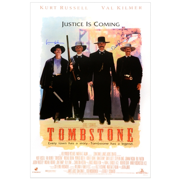 Val Kilmer and Bill Paxton Autographed 1993 Tombstone 27x40 Movie Poster 