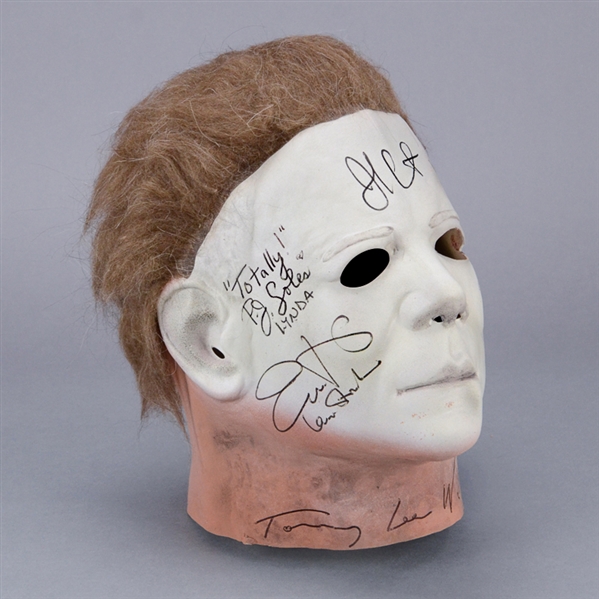 John Carpenter, Jamie Lee Curtis, Nick Castle, P.J. Soles, and Halloween 1978 Cast Autographed Michael Myers Mask