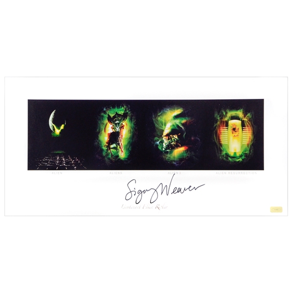 Sigourney Weaver Autographed 12x24 Alien Quad Art Print Limited Edition