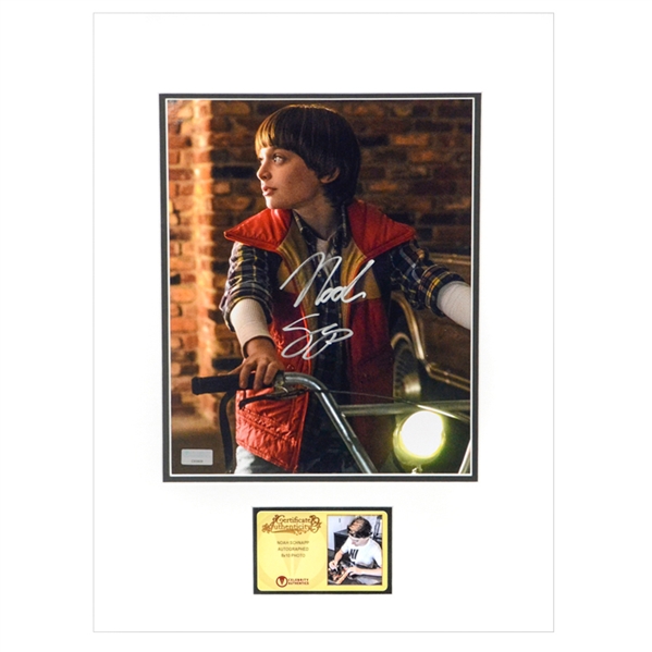 Noah Schnapp Autographed Stranger Things Will Byers 8x10 Matted Scene Photo