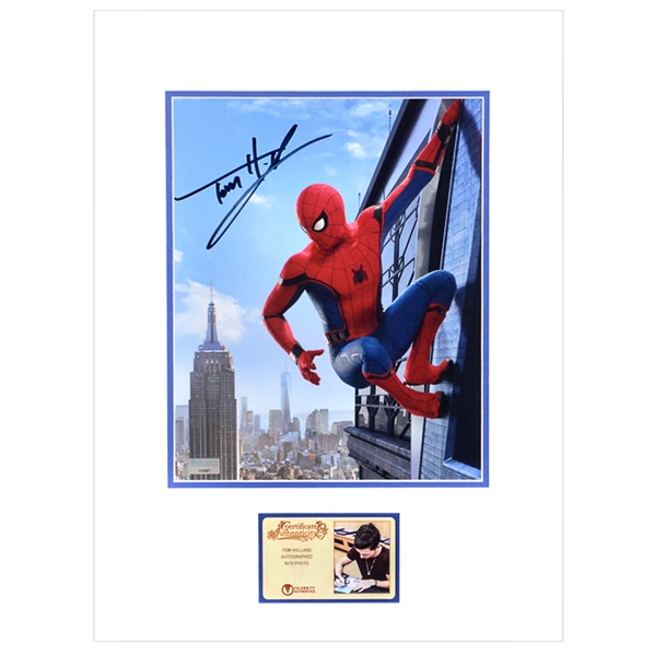 Tom Holland Autographed 2017 Spider-Man Homecoming 8x10 Matted Photo