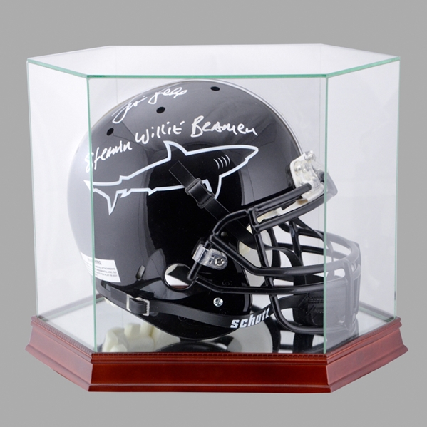Jamie Foxx Autographed 1999 Any Given Sunday Miami Sharks Full Size Game Helmet with Steamin Willie Beamin Inscription and Glass Display Case