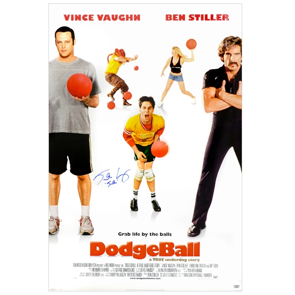 Justin Long Autographed 2004 Dodgeball A True Underdog Story 27x40 Double Sided Original Movie Poster