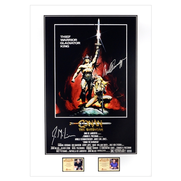 Arnold Schwarzenegger and John Milius Autographed 1982 Conan the Barbarian 16x24 Poster