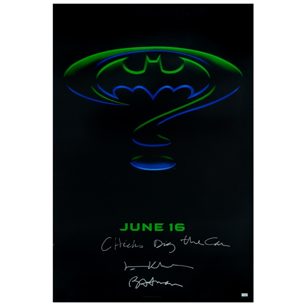 Val Kilmer Autographed 1995 Batman Forever Original 27x40 Movie Poster W/ Chicks Dig The Car - Batman Inscription