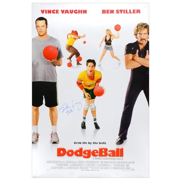 Justin Long Autographed 2004 Dodgeball A True Underdog Story 27x40 Double Sided Original Movie Poster W/ Justin Inscription
