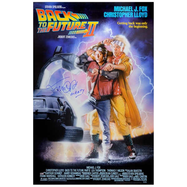 Michael J. Fox Autographed Back to the Future Part II 27x40 Movie Poster w/ Marty Inscription