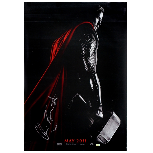  Chris Hemsworth Autographed Thor Original 27x40 Advance Style Double-Sided Movie Poster