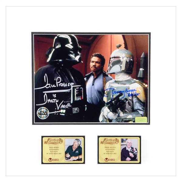 David Prowse and Jeremy Bulloch Autographed 1980 Star Wars The Empire Strikes Back Cloud City 8x10 Matted Photo