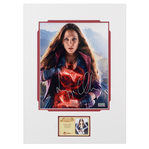 Elizabeth Olsen Autographed 2015 Avengers Age of Ultron Scarlet Witch 8x10 Matted Photo
