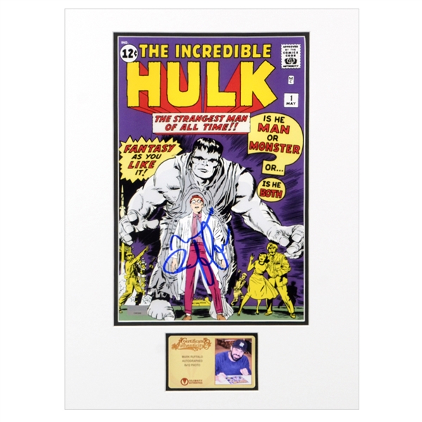 Mark Ruffalo Autographed The Incredible Hulk #1 Comic Cover 8×12 Matted Photo