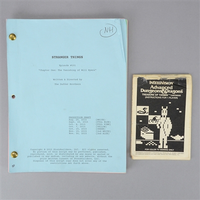 Stranger Things Episode #101 The Vanishing of Will Byers Season One Original Script & Original Dungeons & Dragons Manual to the Intellivision Game * Epic Script with Wills Disappearance!