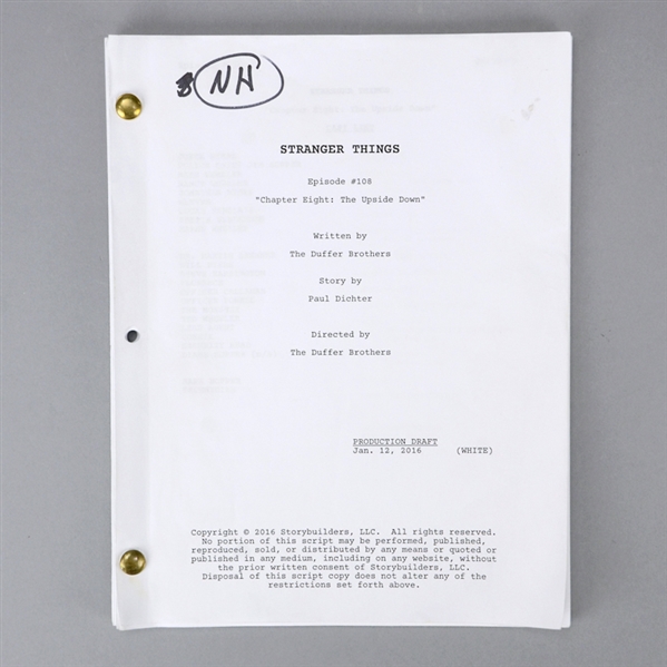 Stranger Things Episode #108 The Upside Down Season One Original Script * An Alternate Dimension