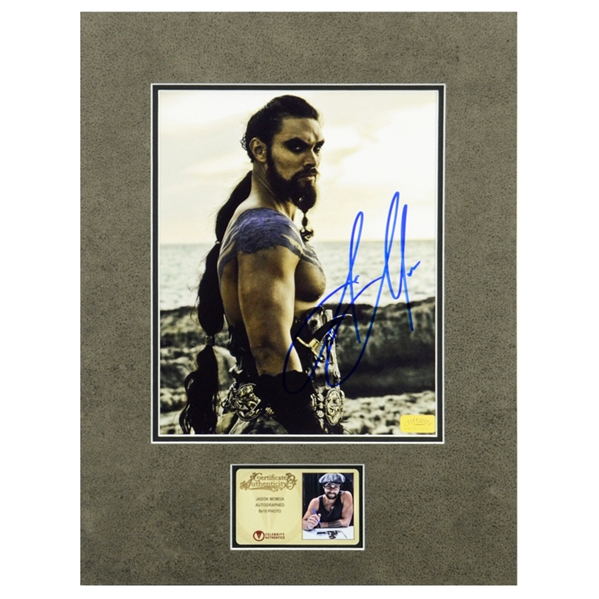 Jason Momoa Autographed Game of Thrones Khal Drogo Warrior King 8x10 Matted Photo