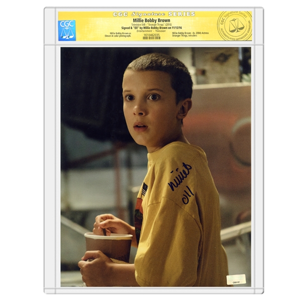  Millie Bobby Brown Autographed Stranger Things Eleven 8x10 Photo w/ 011 Inscription  * CGC Signature Series