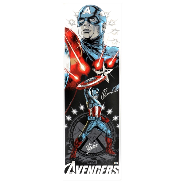  Chris Evans, Stan Lee Autographed Captain America 12x36 Rhys Cooper Limited Edition Print