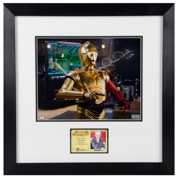 Anthony Daniels Autographed Star Wars: The Force Awakens C-3PO 8×10 Framed PhotoD’Qar Rebel Base