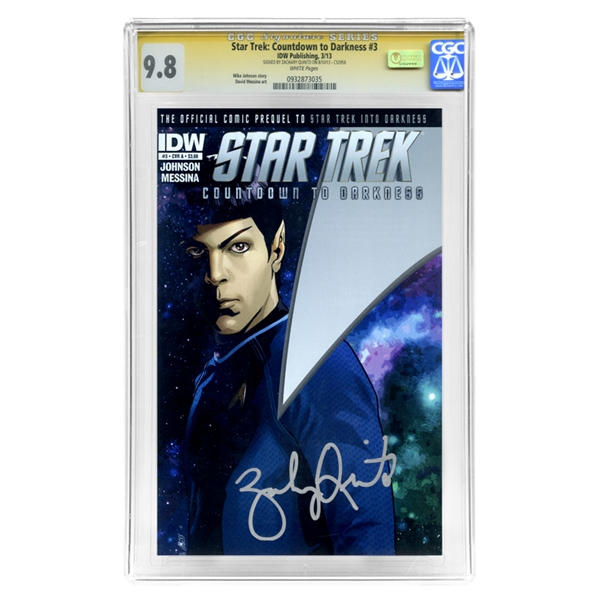 Zachary Quinto Autographed 2013 Star Trek: Countdown to Darkness #3 CGC Signature Series 9.8