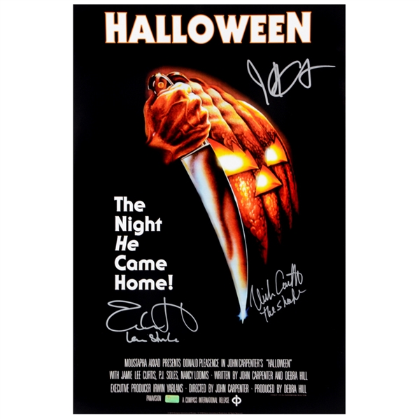 Jamie Lee Curtis, Nick Castle and John Carpenter Autographed 16×24 Classic 1987 Halloween Poster
