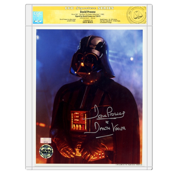 David Prowse Autographed 1980 Star Wars: The Empire Strikes Back Darth Vader In Carbon Freezing Chamber 8x10 Photo * CGC Signature Series
